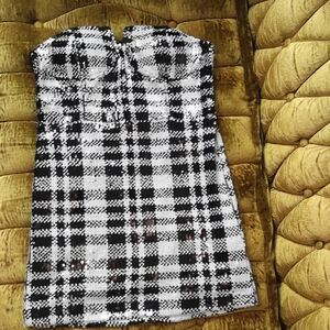 Steve Madden Black and White Sequin Dress